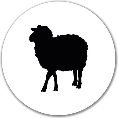 Produktbild von Huuraa Aufkleber Schaf Silhouette 10cm rund Sticker Geschenkidee
