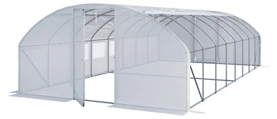 Immagine prodotto di Serra Tunnel TOOLPORT con porta a battente, 4x8m telo in PE 180g/m² bianco trasparente