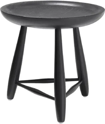 Produktbild von Casa Padrino Luxus Massivholz Beistelltisch Schwarz Ø 38 x H. 44 cm - Runder Mindiholz Tisch - Luxus Wohnzimmer Möbel