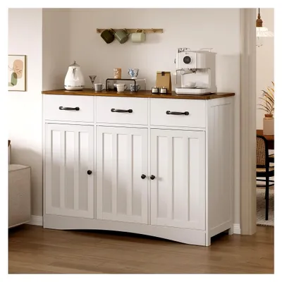 Produktbild von Sideboard, Buffetschrank mit Arbeitsplatte, Aufbewahrungsschrank mit 3 Schubladen und 3 Türen, für Esszimmer, Wohnzimmer, Flur, 108x39x81 cm, Retro