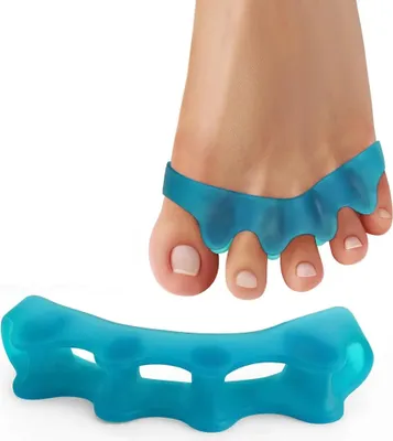 Produktbild von Silikon-Zehentrenner für korrekte Hallux valgus - 8er-Pack Zehenspreizer für Männerfüße - Hammerzehenrichter für Frauen, Yoga-Übungen, Fußausrichtung - Blau