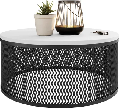 Produktbild von MIRJAN24 Couchtisch Korlew, Sofatisch, Beine aus Stahl, Modern, Kaffeetisch, Wohnzimmertisch (Farbe: Schwarz / Arktisches Weiß)