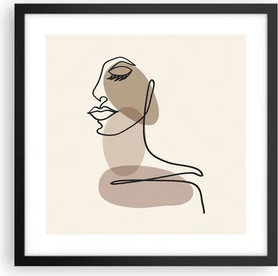 Produktbild von Gerahmtes Poster - Schwarzer Rahmen - Linie Kunst Boho - 40x40 cm - Wand Bild - Wanddeko - Wandbilder - Kunstposter - Wandposter - Bilderrahmen - Bilder - Kunstdruck - Wanddekoration - P2BAC40x40-4728