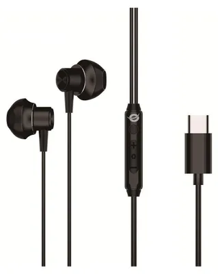 Produktbild von Conceptronic BRENDAN04B USB-C Ergonomisches Earbud-Headset, Kabelgebunden, Anrufe/Musik, 20 - 20000 Hz, 14 g, Kopfhörer, Schwarz