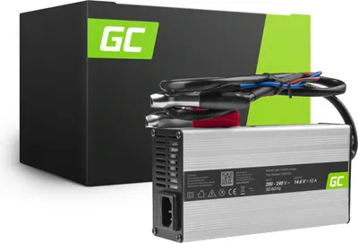 Produktbild von Green Cell® Vollautomatisches Ladegerät für LiFePO4 Akku | 14.6V 10A 146W | Batterieladegerät Lithium-Eisen-Phosphat Versorgungsbatterie | Schnellladung | Carvan Wohnmobil Boot Golfwagen Trolley Boat