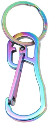 Image de Porte-clés en titane en forme de D avec mousqueton rapide, pour hommes et femmes