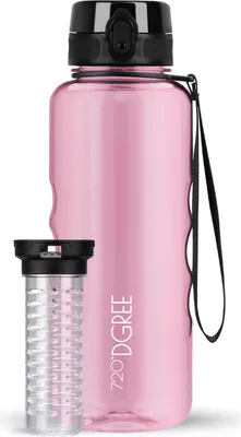 Immagine prodotto di Borraccia uberBottle crystalClear con contenitore per frutta da 1500 ml / Rosa / 720DGREE