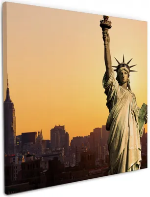 Produktbild von Wallario Premium Leinwandbild Freiheitsstatue New York in Größe 50 x 50 cm