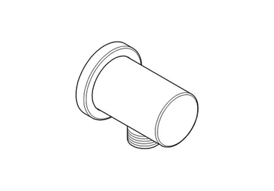 A line drawing of a shower arm with a round flange and threaded connection.