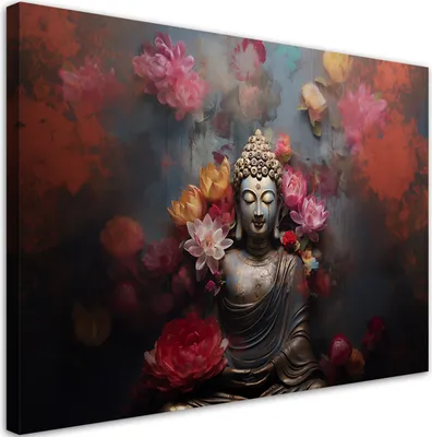 Produktbild von Leinwandbild Buddha, Zen-Blumen, abstrakt 60x40 Feeby Rot bild für die wand bereit zum aufhängen
