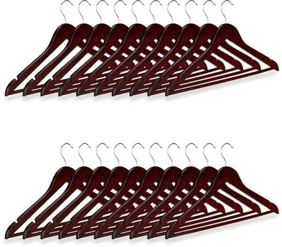 Produktbild von Famanu Kleiderbügel Set aus Holz - drehbare Haken - 44 cm breit - braun