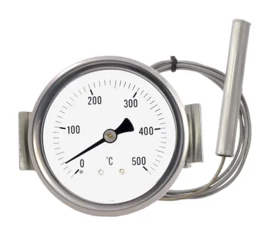 Image de Thermomètre pour four à pierre, four électrique, four à bois, barbecue, four à pizza, en acier inoxydable, 500 °C, avec sonde à distance de 1 100 mm et capteur capillaire