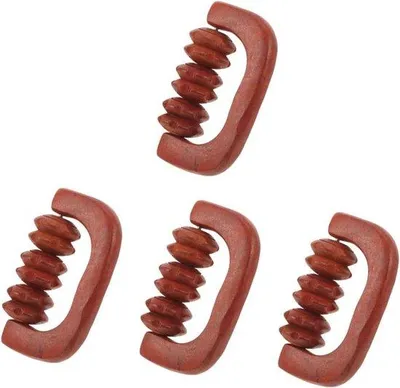 Productafbeelding van Houten Massagerollers - Lichaamsstimulator - Spierontspanning Thuis - Set van 4 - 15 x 15 x 15 cm - Natuurlijk Hout