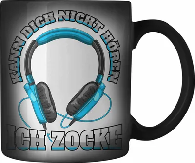 Produktbild von Trendation - Gamer Farbwechsel Zauber-Tasse Geschenk Jungen Zocker Mitbringsel Männer Farbwechsel Zauber-Tassen Zocken Gaming Geschenkideen PC Kinder Zubehör Spruch Lustig (Schwarz)