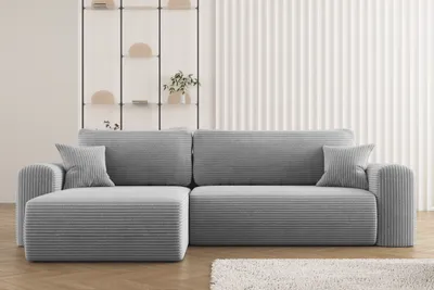 Produktbild von Kaiser Möbel Ecksofa mit Schlaffunktion L-förmiges Sofa Capri Stoff Poso Hellgrau Links