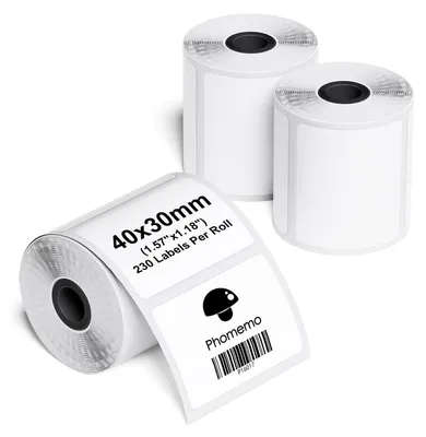 Produktbild von Phomemo 3 Rollen Selbstklebende Etiketten für M110/M220, 40x30mm, 690 PCS