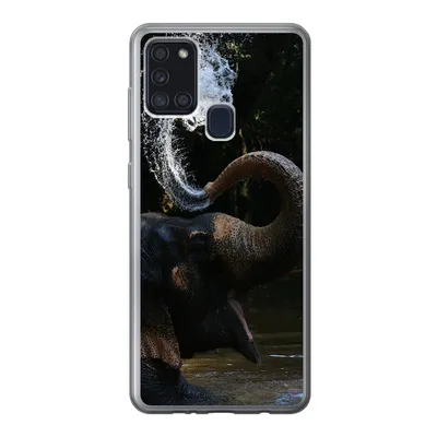 Produktbild von MuchoWow® Handyhülle Schutzhülle Hülle für Samsung Galaxy A21s Elefant - Wasser - Rüssel - Tiere - Natur Silikon Softcase Handy Hülle - Hartschale