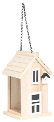 Produktbild von Vogelfutterhaus Holz Futterhaus Vogelhaus zum Aufhängen Natur 22 cm