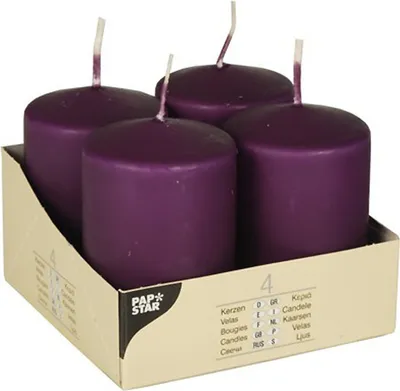 Produktbild von Stumpenkerzen Ø50mm / 80mm (4St), Farbe:lila