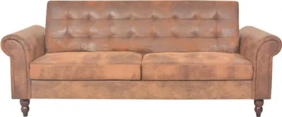 Produktbild von vidaXL 2-Sitzer Schlafsofa mit Armlehnen Künstliches Wildleder Braun