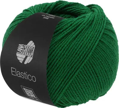A ball of green yarn on a white background.