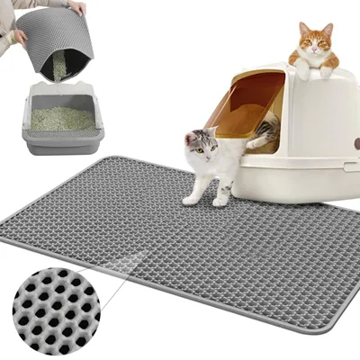 Immagine prodotto di Tappetino per lettiera gatto - Antiscivolo - 60 x 40 cm - Grigio