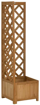 Image de Jardinière avec treillis grimpant - Pot de fleurs - Pour plantes grimpantes - Structure en bois - 40x40x145 cm