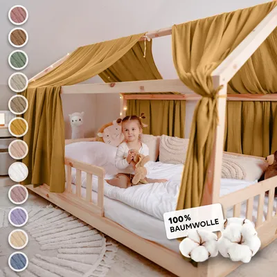 Produktbild von Hausbett Himmel 2er-Set aus 100% Musselin - für Kinderbett