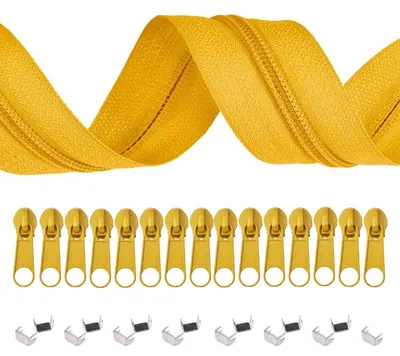 5m Endlos-Reißverschluss 3mm mit 10 Zippern und 15 Endstücke sonnengelb