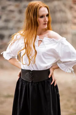 Produktbild von Mittelalter Kurzarmbluse Weiß "Vera"  L