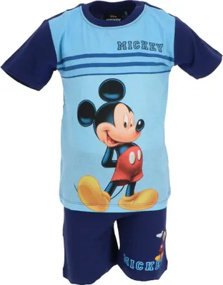 Produktbild von Mickey Mouse Shortama – Kinderpyjama & Sommer Schlafanzug aus 100% Baumwolle Blau 5 Jahre