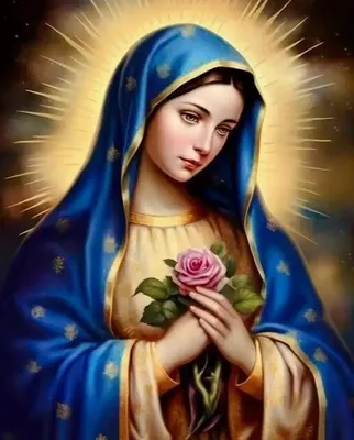 Produktbild von Diamantmosaik "Maria mit Rose", 30x40 cm, kreative Diamanten