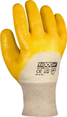 Produktbild von teXXor® Nitril-Handschuhe mit Strickbund, Arbeitshandschuhe, Nitrilhandschuhe, Gelb , Größe 7 (S)