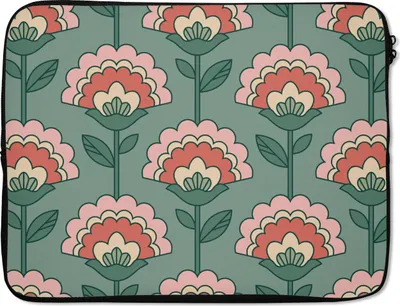 Produktbild von MuchoWow® Laptop Hülle 15 Zoll Blumen - Retro - Muster Laptoptasche - Laptoptasche - Sleeve - Rundum-Schutz