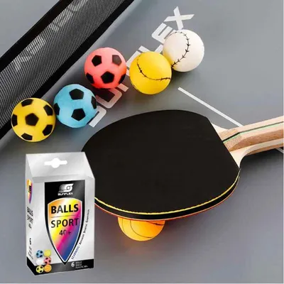 Zdjęcie produktu dla 6 piłeczek do tenisa stołowego Sunflex 3 gwiazdki R40+ TT plastikowe piłeczki tenis stołowy sport design