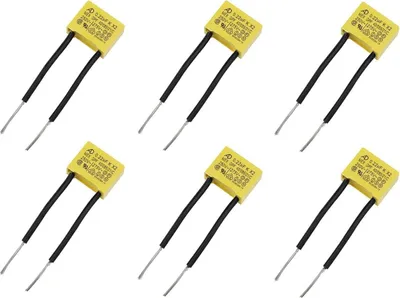 Produktbild von 6 Stück LED Entstörer Kondensator bei Blinkenden Sicherheits kondensatoren nicht ausgehenden LED Lampen Entstörkondensator 0,22µF 275V X2 Radial