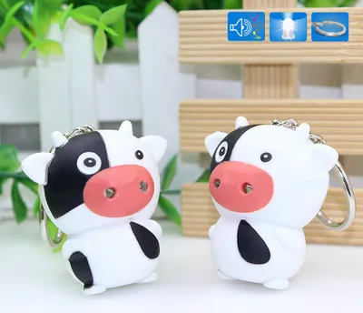 Produktbild von Schöner Schlüsselanhänger mit Cartoon-LED-Beleuchtung, Kuh-Anhänger, kreativer Schlüsselanhänger, Geschenk