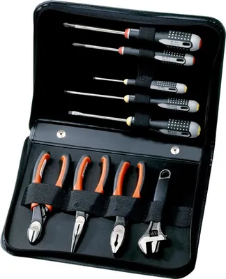 Produktbild von Bahco Werkzeugtasche, Zange, Rollgabelschlüssel, Schraubendreher, 7-tlg.