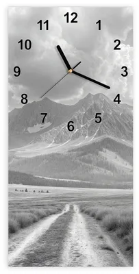 Produktbild von Wanduhr aus Glas mit Motiv Berglandschaft Weg- 30 x 60 cm - inkl. Aufhängesystem