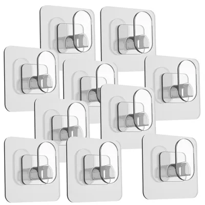 Produktbild von Selbstklebende, transparente Wandhaken 6,5 × 6,5 cm – 10er-Set
