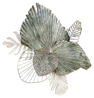 Produktbild von Gilde Wandrelief, Blatt, 3D Blätter, Metall, grün, VE 1 Höhe: 75.00 cm Breite: 65.00 cm Tiefe: 8.00cm 67573