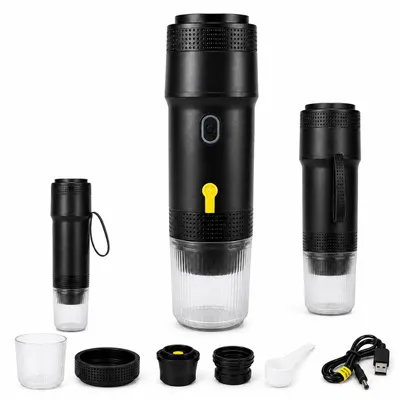 Produktbild von ASATO Tragbare Kaffeemaschine 60 ml für Kapseln und gemahlenen Kaffee, USB, KI-generiertes Bild