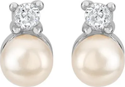 Produktbild von 925er Silber Ohrstecker für Damen von Unique mit Perlen und Zirkonia