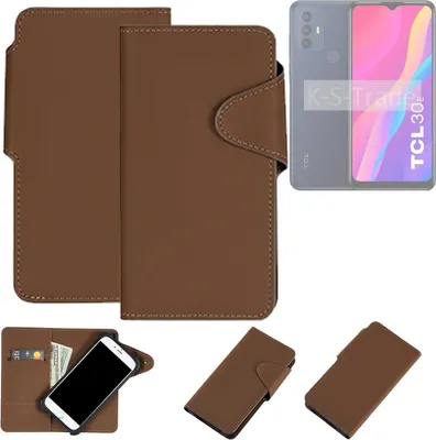 Produktbild von K-S-Trade Schutzhülle Klapphülle Kunstleder kompatibel mit TCL 30 E braun Handy Hülle Wallet Case