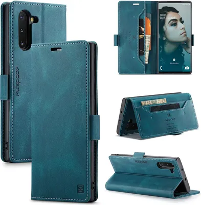 Obrázek produktu pro Galaxy Note 10 Pouzdro, RetroPolyuretanKožené Pouzdro, Stojánek a Ochranné Pouzdro pro Samsung Galaxy Note 10 modré