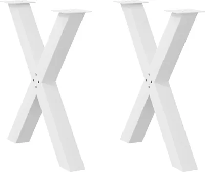 Image de Pieds de table à manger en forme de X, 2 pièces, blanc, 80 x (72-73) cm, acier