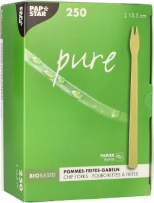 Produktbild von Pommes-Frites-Gabeln, Papier "pure" 13,5 cm braun