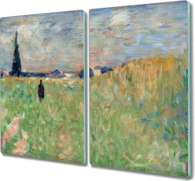 Produktbild von Coloray Herdabdeckplatte 2x30x52 cm Schneidebrett Kochplattenabdeckung Küchenbrett Hackbrett - Sommerlandschaft Seurat