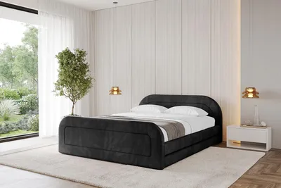 Produktbild von ALTDECOR Polsterbett mit Bettkasten - LERIS-Z-v1 200x200 Schwarz - Bett mit Kopfteil und Fußteil, Boxbett ohne Matratze, Doppelbett mit Stauraum