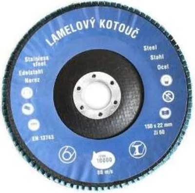 Obrázek produktu pro Kotouč lamelový brusný Ø 150 x 22 mm, P60, Zirkon Klasik